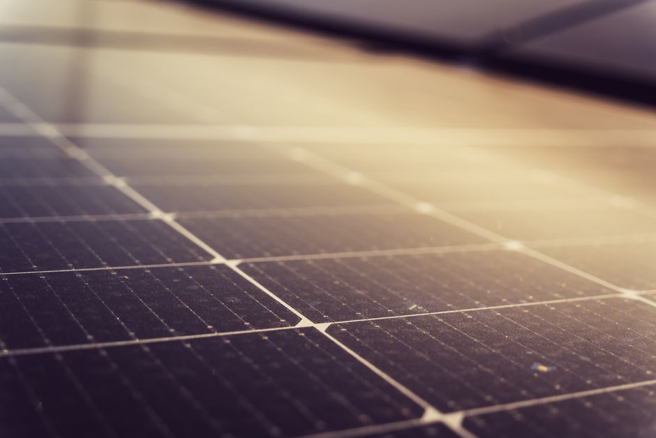 Close up of modern residential solar panels